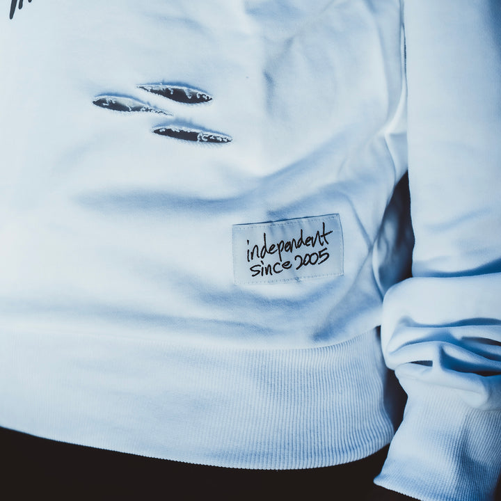 White Label Distressed White Hoodie